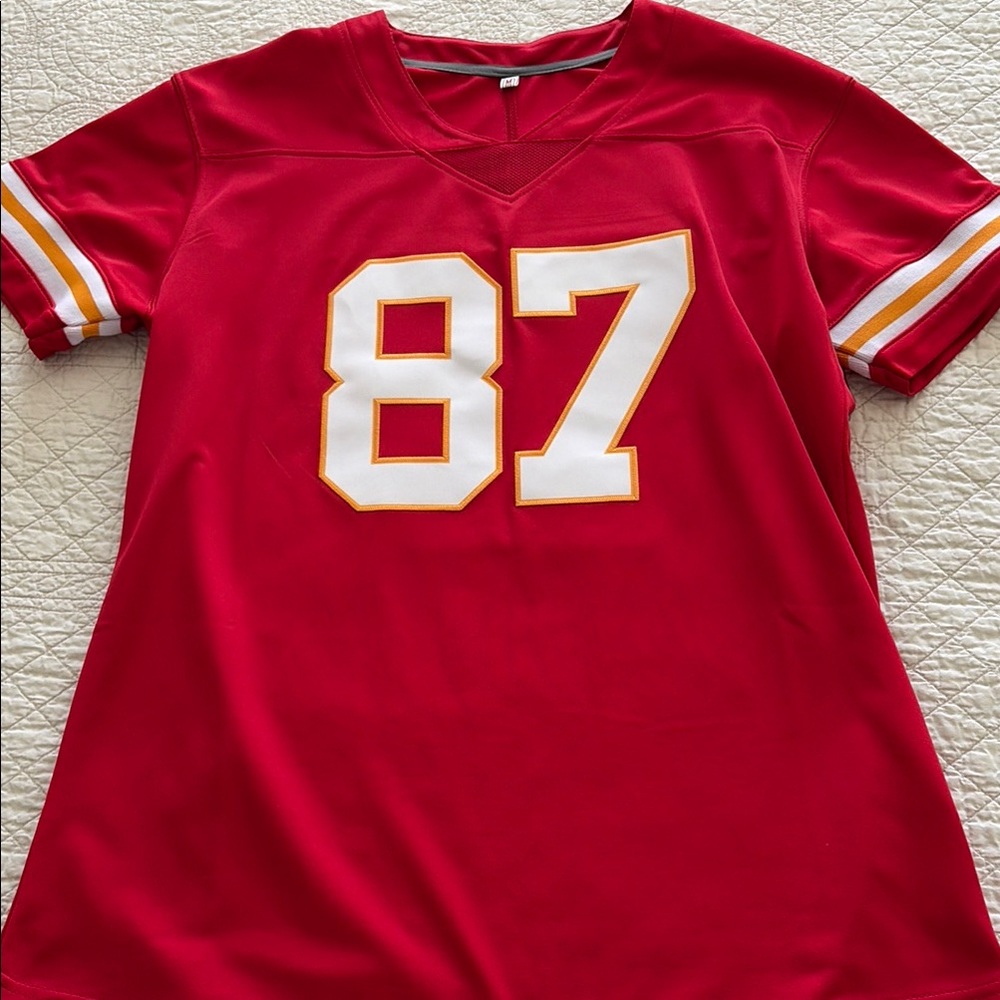 Red Sports Jersey Kelce with Number 87